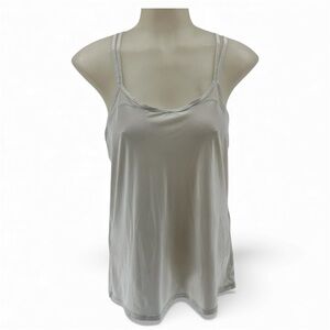 Lululemon Open Back White Sheer Strappy Tank Top Sz 6 Mesh Razor Back
